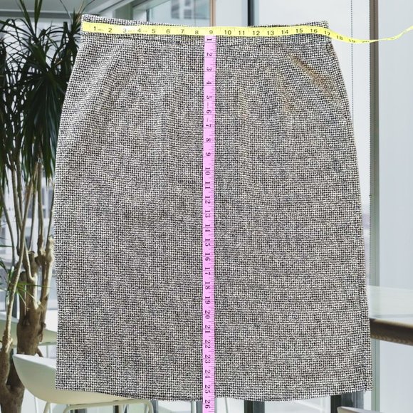 Vintage 90s Tweed Pencil Skirt 12 Black Tan - Picture 2 of 6